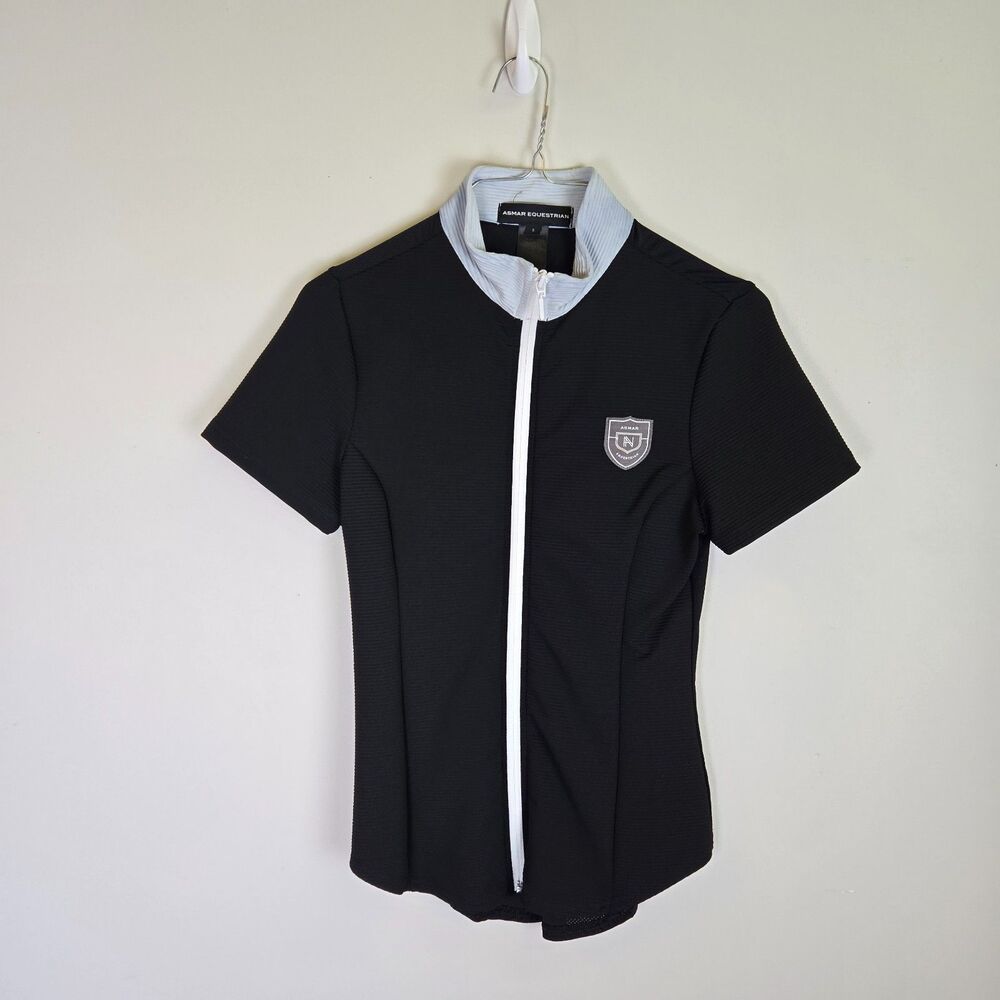 Asmar Equestrian Riding Show Shirt Black Zip-up Women's Small